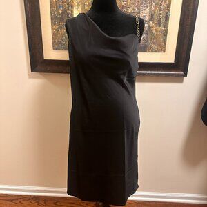 Pink Rose Satin Black One-Shoulder Dress – Size L